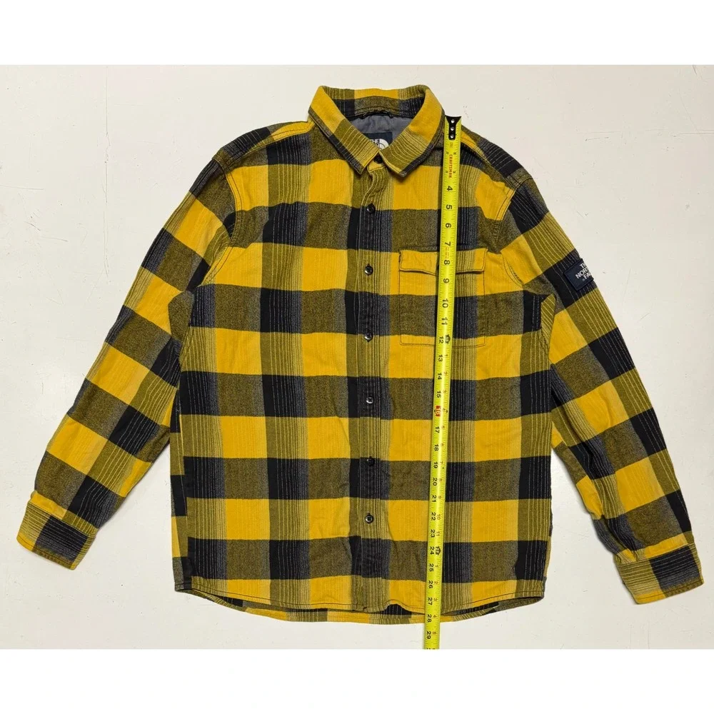 The North Face Mens Yellow Thick Buffalo‎ Plaid Flannel Button Down Shirt Large